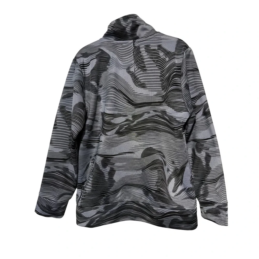 Adidas Kids Grey Black Wave Print Full‎ Zip Track Jacket Size 5